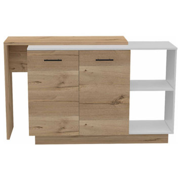 Aspen Modern Utility Kitchen Island with Two Cupboards and Open Storage Shelves