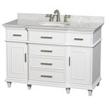 Wyndham Collection - Berkeley 48" Single Bathroom Vanity - Wyndham Collection Berkeley 48" Single Bathroom Vanity in White with White Carrera Marble Top with White Undermount Oval Sink and No Mirror