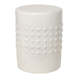 White Round Garden Stool with Raised Studs - Home Decor