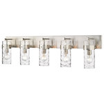 Z-Lite - Z-Lite 3035-5V-BN Fontaine 5 Light Vanity in Brushed Nickel - Deliver a sophisticated appearance in hallways and bathrooms with a four-way vanity fixture in rubbed brass. The rippled texture of the glass shade provides a romantic ambiance, while the cylindrical shape offers an alluring appeal.