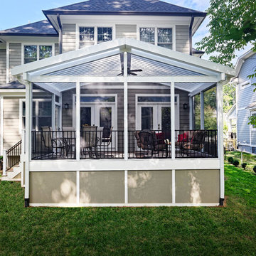 Vienna Screened in Porch with Gabled Equinox Adjustable Louvered Roof