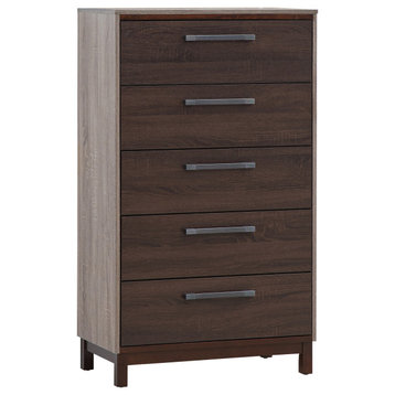 Magnolia Brown 5 Drawer Chest of Drawers, 30.2, L. X 15.5, W. X 52.5, H.