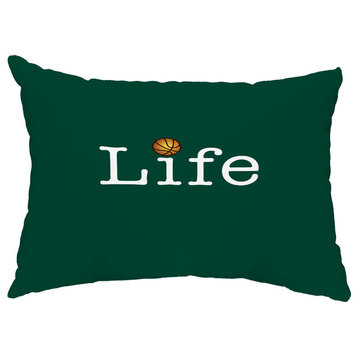 Life + Ball 14"x20" Decorative Word Outdoor Pillow, Green