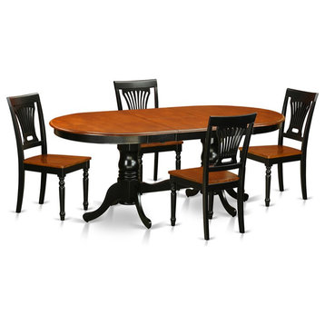 East West Furniture Plainville 5-piece Wood Dining Set in Black/Cherry