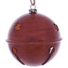 Vickerman 4" Copper Wood Grain Bell Orn 6/Bag