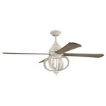 Craftmade - 60" Augusta, Cottage White With Driftwood Blades - Awaken the simple charm of your home with the cottage inspired styling of the Augusta 60" ceiling fan in cottage white featuring custom carved driftwood blades, integrated cage light kit with included dimmable LED bulbs, powerful energy efficient DC motor, hand held and wall controls.