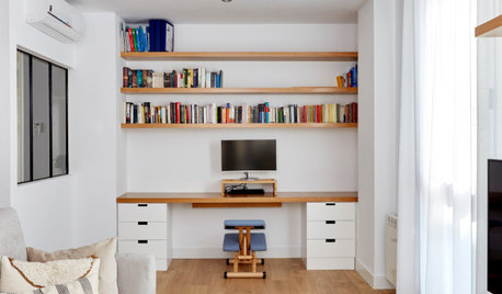 明るい色使いがポイント。ホームオフィスがあるスペインのリノベーション