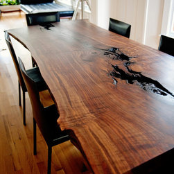 Live Edge Claro Walnut Slab Dining Table - Dining Tables