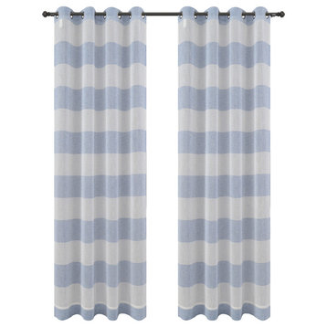Nassau Drapery Curtain Panels with Grommets, Blue