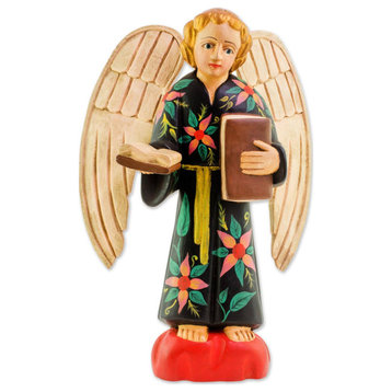 NOVICA Wise Angel And Wood Sculpture