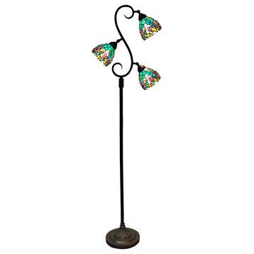 Dale Tiffany TF20386 Alassio Teal, 3 Light Flo Lamp-72.5 In and 20 I