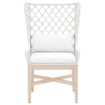 Essentials For Living Woven Lattis Outdoor Wing Chair White Flat Rope