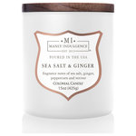 MVP Group International Inc. - Manly Indulgence Sea Salt & Ginger Scented Jar Candle, Signature, 15 oz - Classic masculine fragrances fuse with unexpected ingredients for a truly gender free experience.Sea Salt and Ginger features a fragrance that will brighten any space. A sweet mood lifter, the sweet notes of fruit topped with zesty sea salt and spiced ginger will surely make you feel good.Embrace the light fragrances of sea salt, ginger, and grapefruit for a beautiful, yet not overwhelming aroma. Light spice combines with sweet grapefruit for a delightfully happy fragrance.The Signature Collection by Manly Indulgence is inspired by traditionally masculine fragrances that combine with fresh, organic elements. This collection explores both edgy and soft aromas for different personalities.  Featuring wooden wicks and matching wooden lids, the Signature collection is as unique as you are.