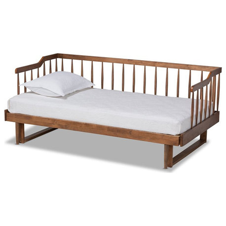 Baxton Studio Muriel Walnut Wood Expandable Twin to King Size Spindle Daybed