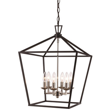 Lacey 6 Light Pendant in Polished Chrome And Black