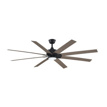 Levon 72" Ceiling Fan Black With Washed Pine Blades and LED Light