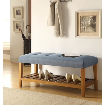 Acme Bench With Blue And Oak Finish 96684