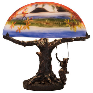 15H Maxfield Parrish Reveries Reverse Painted Table Lamp