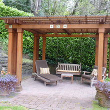 Outdoor pergola with swings