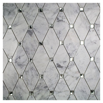 Mirage Diamond Marble and Mirrored Glass Tile, Carrara