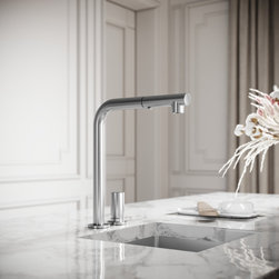 Pure Brushed Stainless Pull Out Swivel Kitchen Tap - Kitchen Taps