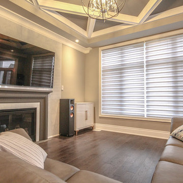 Modern Motorized zebra blinds in a great interior!