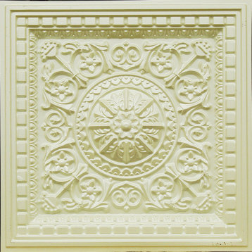 24"x24" 215 Decorative Coffered Drop In Ceiling Tiles, Cream Pearl