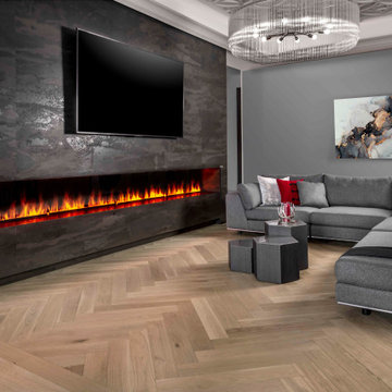 Sculpted White Oak Herringbone Nautilus Hardwood Floors