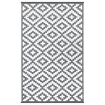 Green Decore - Lightweight Indoor/Outdoor Reversible Plastic Rug Nirvana, Grey / White, 6x9 Ft - Easy to clean Resistant to moisture and can simply be wiped clean, Made from recycled plastic.