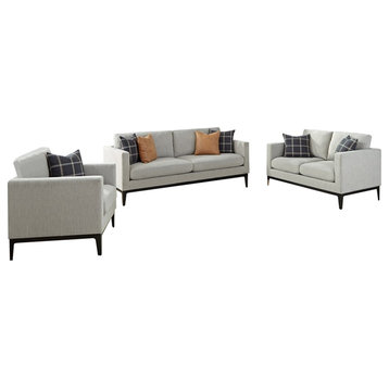Coaster Apperson 3-piece Modern Fabric Living Room Set in Light Gray