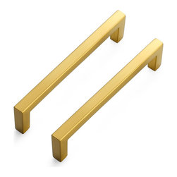 Ravinte - Ravinte 30 Pack Solid 5 Inch (128mm) Brushed Brass Square Cabinet Handles - Cabinet And Drawer Handle Pulls