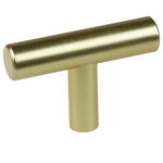 GlideRite Hardware - 2" Solid Steel Bar Pull Knob, Set of 20, Satin Gold - Give your bathroom or kitchen cabinets a contemporary look with this pack of solid steel knobs . These bar knobs add a modern touch to even the most traditional of cabinets and are a quick and inexpensive way to refresh a kitchen or bathroom. Standard #8-32 x 1-inch installation screw is included.