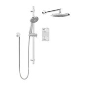 Round Shower Faucet With Thermostatic Diverter Valve, Sliding Bar, Shower Head,