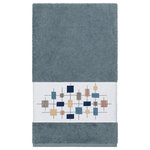 Linum Home Textiles - Khloe Embellished Bath Towel - The KHLOE Embellished Towel Collection features a mod geometric grid embroidery on a woven textured border.