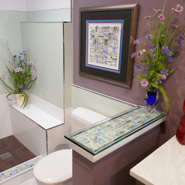 Spring Birch Tree Garden Glass Tile Accents in Bathroom