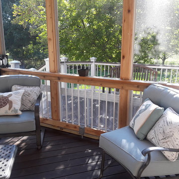 Cozy Screened Porch with 4 Track Windows and TimberTech Deck by Geneva, IL Scree