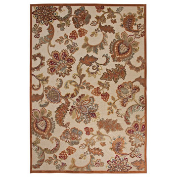 Rectangle Abacasa Napa Fulton Area Rug, Ivory/Browns/Tan/Sage, 63"x90"