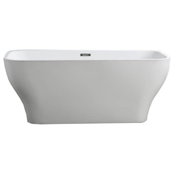 Novara 59" Freestanding Bathtub, Glossy White