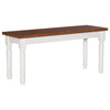 Linon Willow Wood Dining Bench in Vanilla White and Honey Brown