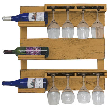 Farmhouse 3-Bottle Wine Shelf, Mustard Yellow