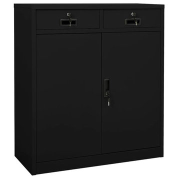 vidaXL Office Cabinet Storage Cabinet Home Office Display Cabinet Black Steel