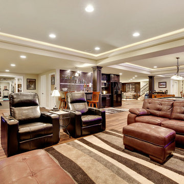 Basement Remodel in Brighton, Workoutroom, Gameroom, Library, Wine Cellar, Bar