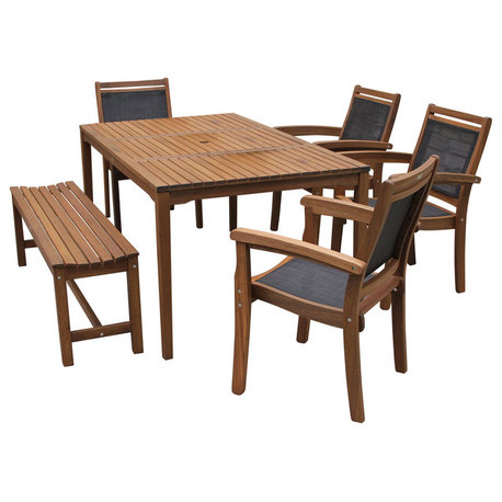 Catania 6-Piece Sling and Eucalyptus Dining Set