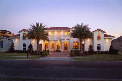 Large mediterranean home design in Orlando.