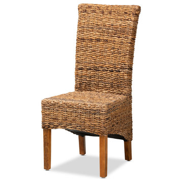 Janel Transitional Dining Chair, Natural Abaca