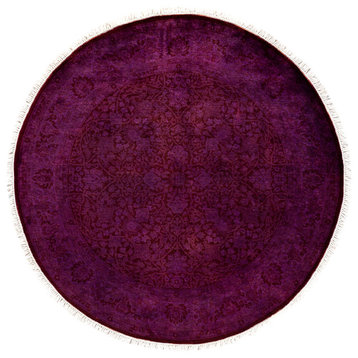 Fine Vibrance, One-of-a-Kind Hand-Knotted Area Rug Purple, 4' 1" x 4' 1"