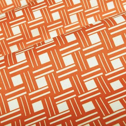 Rim Square Geometric Upholstery Fabric in Tangerine - Upholstery Fabric