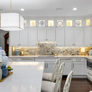 Showplace Chateau Kitchen in White Dove and Cherry Thunder with Ebony glaze