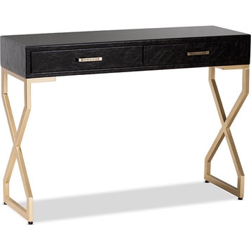 Carville Console Table - Dark Brown, Gold