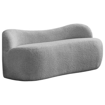 Flair Boucle Fabric Upholstered Bench, Grey